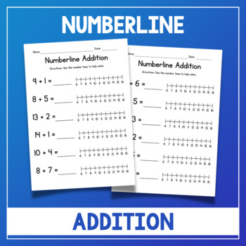 Preview of Numberline Addition Worksheets - Math Morning Work Practice Sheets - No Prep