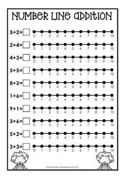 number line addition to 10 ten worksheets and printables