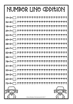 numberline addition to 100 one hundred worksheets and printables