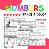 Numbers 0-10 Trace and Color Worksheets