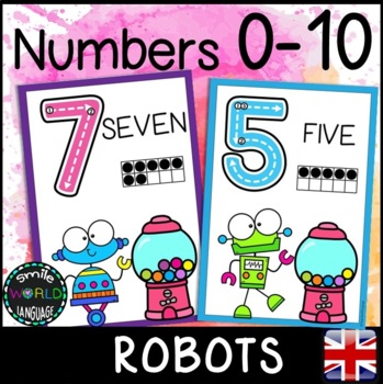 Preview of Numbers 0-10 bulletin board decoration classroom display robots theme