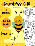 Numbers 0-10, mazes, cut & paste, Bees Spring / English version