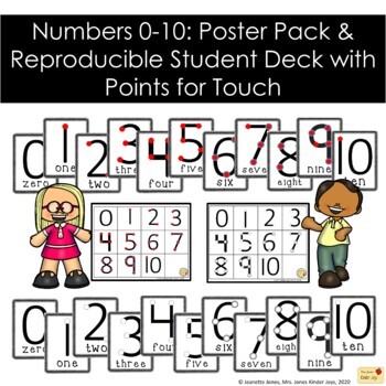 Preview of Numbers 0-10 w/ points for touch: Posters | Bulletin Board  & Reproducible Cards