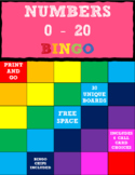 Numbers 0-20 BINGO