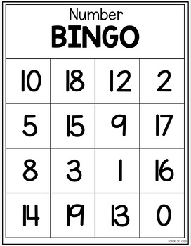 Numbers 0-20 Bingo | Teen Number Bingo | Kindergarten Bingo Activity