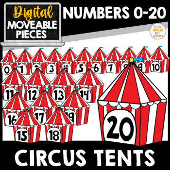 Preview of Numbers 0-20 Circus Tents Number Tiles Digital Sticker Movable Clipart Pieces