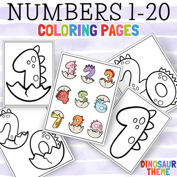 Preview of Numbers 0-20 Coloring Book with Dinosaurs Theme Printable Worksheets