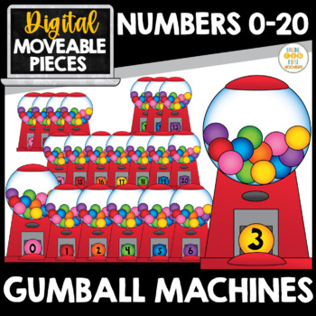 Preview of Numbers 0-20 Gumball Machine Digital Sticker Movable Clipart Digital Pieces