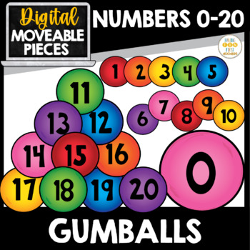 Preview of Numbers 0-20 Gumballs Number Tiles Digital Sticker Movable Clipart Pieces 