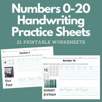 Preview of Numbers 0-20 Handwriting Practice Sheets for Youth/Adult Newcomers