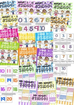 Numbers 0 - 20 Math Centre BINGO Cards ~ Miss Mac Attack ~ by Jemma McVeigh