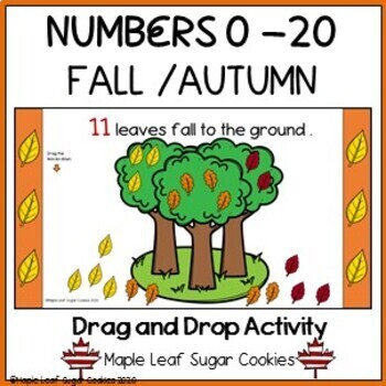 Preview of Numbers 0 - 20 - One to One Correspondence - Fall / Autumn - Drag and Drop 