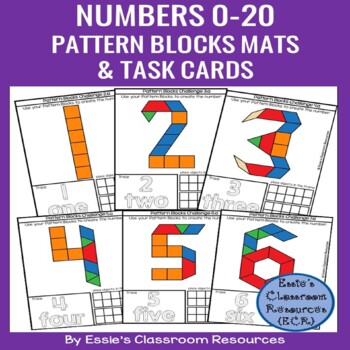 Numbers 0-20 Pattern Blocks Mats & Task Cards | TPT