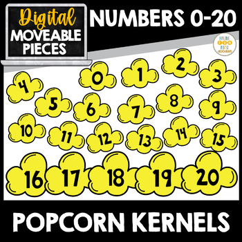 Preview of Numbers 0-20 Popcorn Kernels Number Tiles Digital Sticker Movable Clipart Pieces