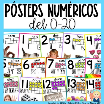 Preview of Numbers 0-20 Posters | Spanish | Pósters numéricos en español