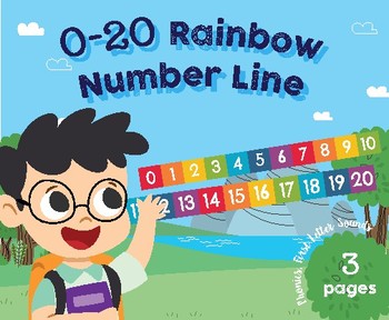 Preview of FREE Numbers 0-20, Rainbow Number Line, Preschool, Kindergarten FREEBIE