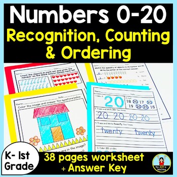 Preview of Numbers 0-20 Recognition, Counting and Ordering Worksheet