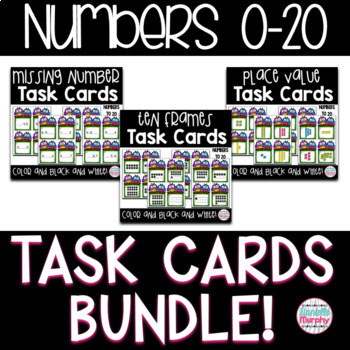 Preview of Numbers 0 to 20 Task Cards or Scoot Game Bundle