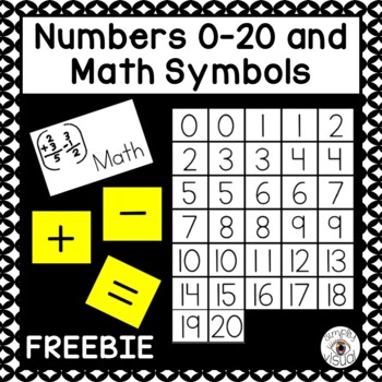 Preview of Numbers 0-20 and Math Symbols FREEBIE