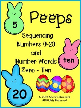 Preview of Easter Sequencing Numbers to 20 | Peeps | Spring | Math Center | Number Words