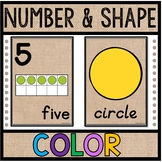 Numbers 0 - 20 and Shape Posters / Burlap Hessian