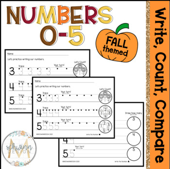 Preview of Write, Count, Compare Numbers 0-5 | Fall Theme