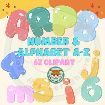 Preview of Numbers 0-9 & Alphabet letter A-Z Cliparts : Basic language and Back to school