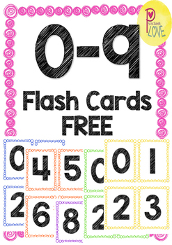 Preview of FREE Numbers 0-9 Flash Cards
