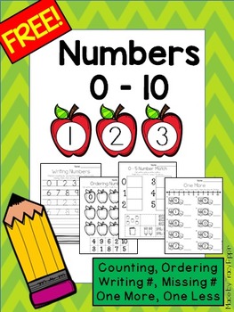 Preview of Numbers 0 to 10 FREEBIE - Counting, Ordering, Missing, One More, One Less