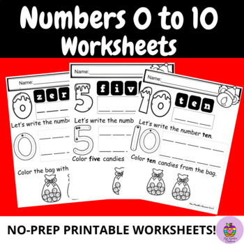 Preview of Numbers 0 to 10 Worksheets- No-Prep