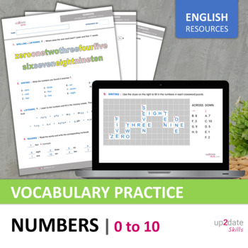 Preview of Numbers 0 to 10 in English | Worksheet, presentation, answer key and MP3