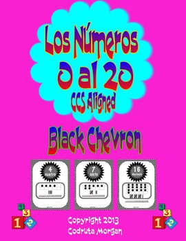 Preview of Numbers 0 to 20 - Number Posters - Spanish - Black Chevron. CCS Aligned.