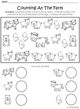 numbers 1 10 worksheets kindergarten by my study buddy tpt