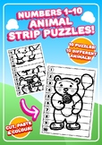 Numbers 1 - 10 Animal Strip Puzzles! Cut, Order, Paste and