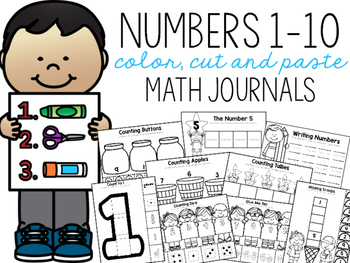 Preview of Numbers 1-10 Color, Cut, and Paste Math Journals
