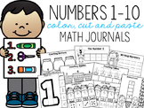Numbers 1-10 Color, Cut, and Paste Math Journals
