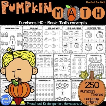 Preview of Numbers 1-10 Counting Handwriting Number Sense worksheets | Pumpkin