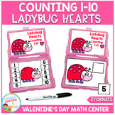 Numbers 1-10 Counting Task Cards Ladybug Hearts Valentine's Day