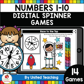 Preview of Numbers 1-10 Digital Spinner Games (Google Slides) (Virtual Game)