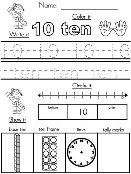 Numbers 1 - 10 Free Worksheets by United Teaching | TpT