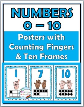 Preview of Ten Frame Number Posters Counting Fingers (Finger Counting) 0-10