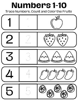 Numbers 1-10 Preschool Kindergarten Math Worksheets by Scarlett Freling