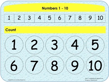 Preview of Numbers 1 - 10 Printable Chart and Worksheets