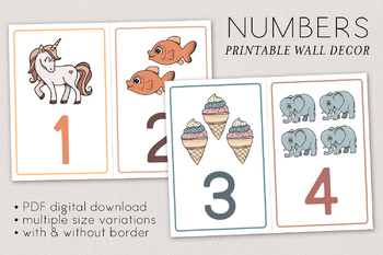 Animal Numbers Print PRINTABLE Wall Art Educational Counting 