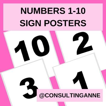 Preview of Numbers 1-10 Simple Signs Black White
