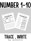 Numbers 1-10 Trace, Write for Preschool, Pre-K, and Kindergarten