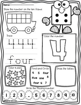 numbers 1 10 worksheets for kindergarten kinder math by nastaran