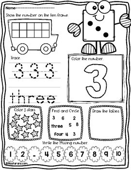 numbers 1 10 worksheets for kindergarten kinder math by nastaran