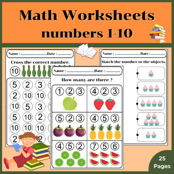 Preview of Numbers 1-10 Worksheets | Count and Color