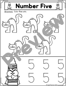 Numbers 1-10 Worksheets | Count and Color Activities by Bilingual ...